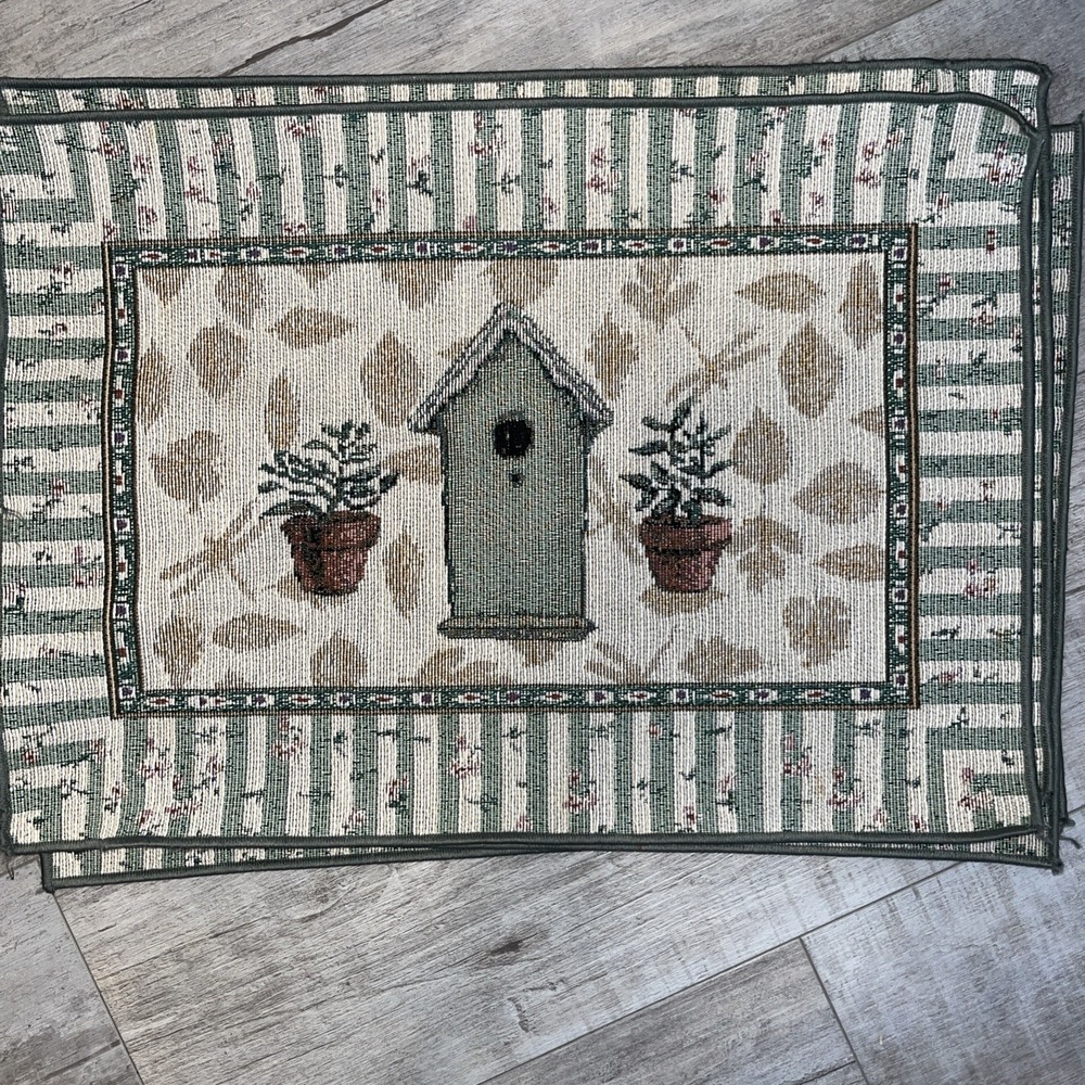 Pfaltzgraff Birdhouse Nature wood Pattern tapestry Placemat Set of 4, Vintage